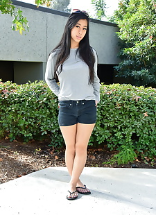  sex pics Beautiful Asian teen Jade Kush reveals, shorts , close up  outdoor